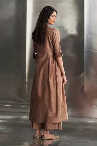 Ginger chanderi kurta set