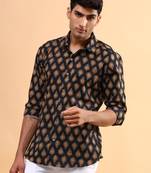 Black jaipuri cotton printed shirt