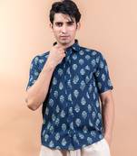 Bock leaf print cotton shirt