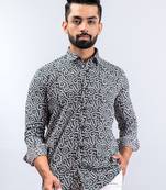 White vines printed full sleeves crepe shirt