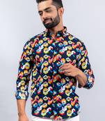 Geometrical printed full sleeves crepe shirt