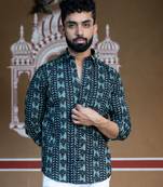 Black jaipuri printed full sleeves shirt