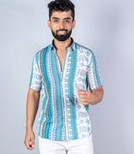 Multicolor printed half sleeves crepe shirt