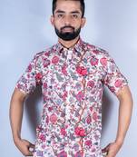 Multicolor floral printed half sleeves crepe shirt