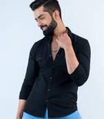 Black cargo denim shirt