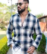 Multi checks full sleeves flannel twill cotton shirt