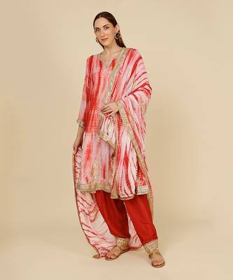 Shibori Dyed Short Punjabi Salwar Suit 1