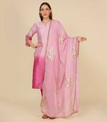 Ombre dyed kurta with pants with foil printing