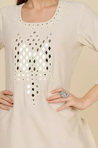 South cotton kurta with kutch embroidery with salwar