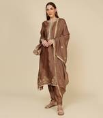 Side tails with block print and embroidery