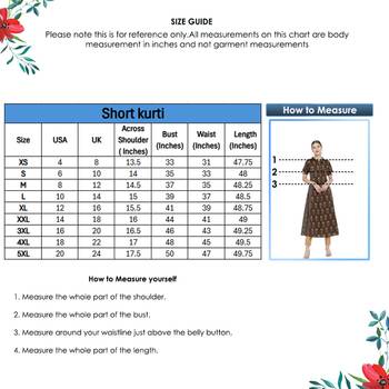  women's cotton floral printed a-line kurti (brown) 5
