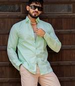 Pistachio green full sleeve solid shirt