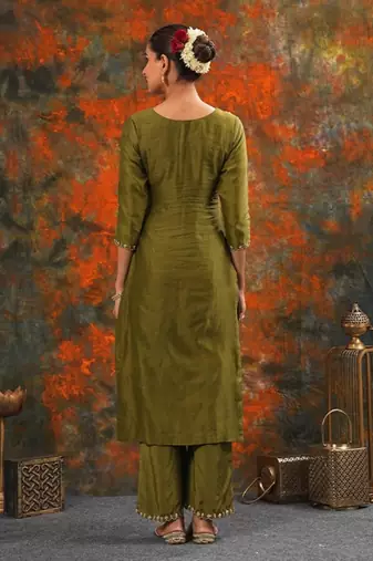 Raj - Olive Green Suit Set