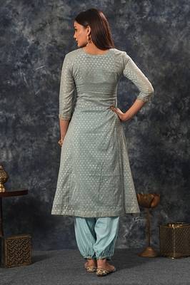 Powder Blue zari Punjabi Salwar Suit 4