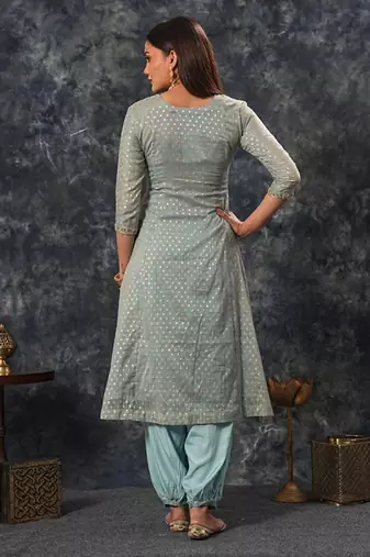 Powder Blue zari Punjabi Salwar Suit