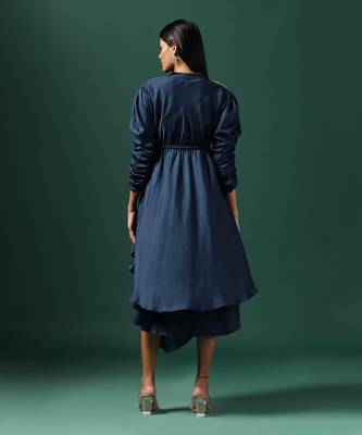 Navy blue silk emroidery kurta set 4