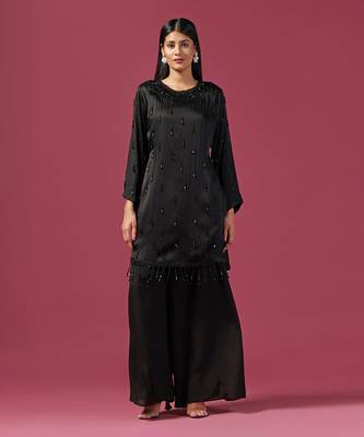 Black kurta silk  emroidery kurta set 1