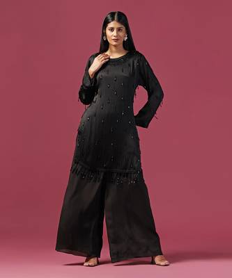 Black kurta silk  emroidery kurta set 2