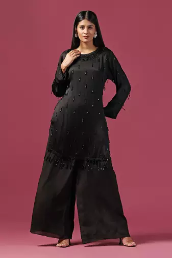Black kurta silk  emroidery kurta set