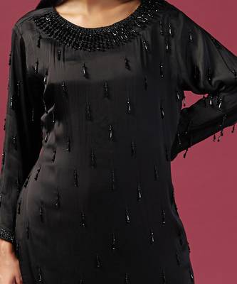 Black kurta silk  emroidery kurta set 3