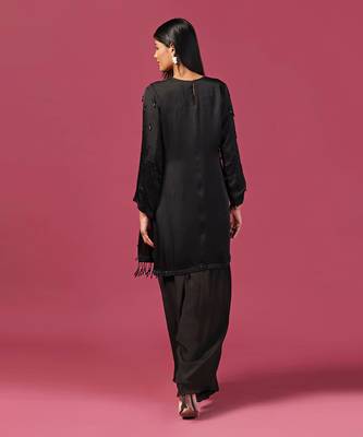 Black kurta silk  emroidery kurta set 4