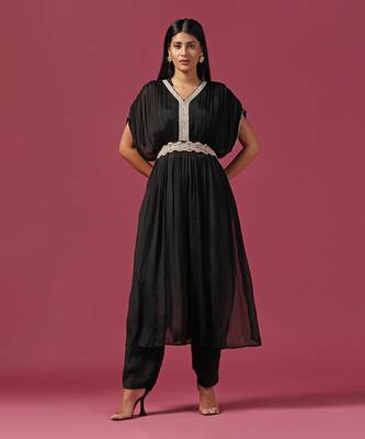 Black kaftan georgette emroidery kaftan set 1