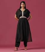 Black kaftan georgette emroidery kaftan set