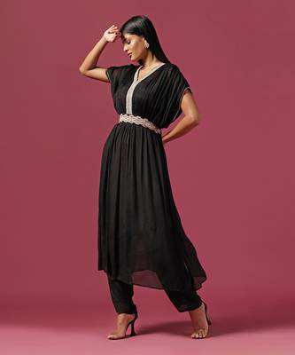 Black kaftan georgette emroidery kaftan set 2