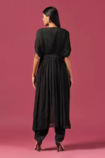 Black kaftan georgette emroidery kaftan set