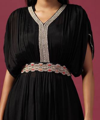 Black kaftan georgette emroidery kaftan set 4