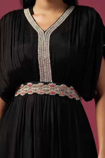 Black kaftan georgette emroidery kaftan set