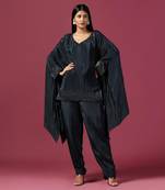 Navy blue crepe emroidery tunic set