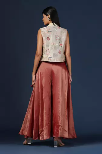 Mahroon satin silk  emroidery kurta set