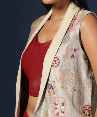 Mahroon satin silk  emroidery kurta set 3