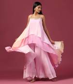 Lemon yellow georgette emroidery kaftan set