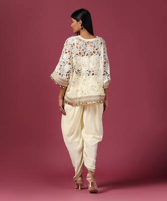 Aqua blue organza emroidery kaftan set 4