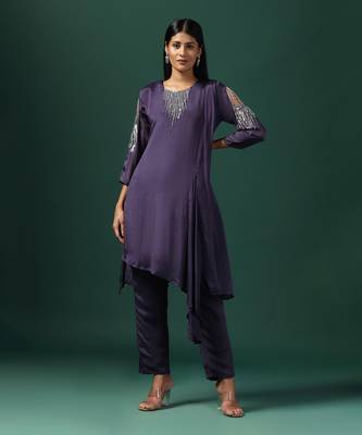 Black georgette emroidery kaftan set 1