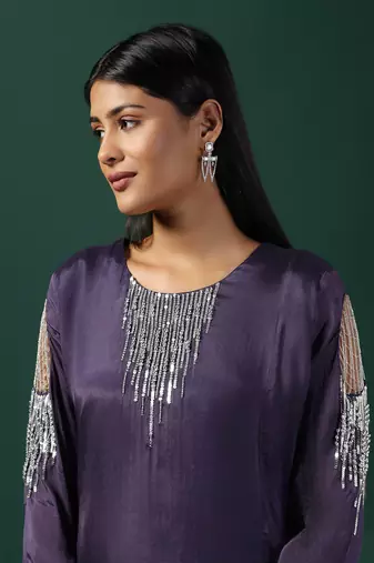Black georgette emroidery kaftan set