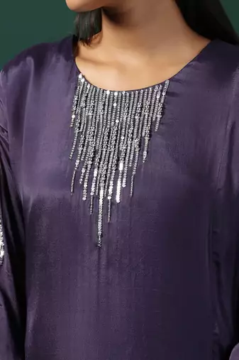Black georgette emroidery kaftan set