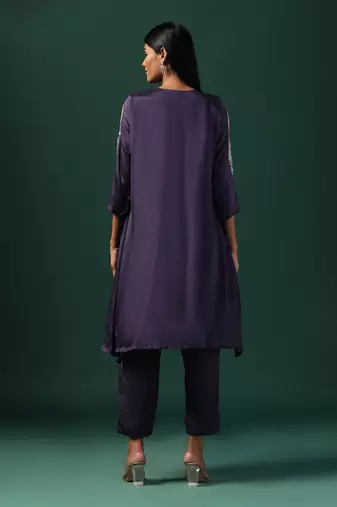 Black georgette emroidery kaftan set