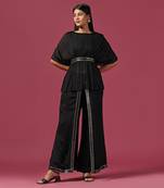 Black crepe emroidery kurta set