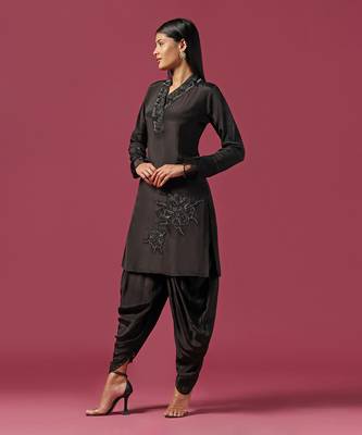 Pink high low layered kurta set 1