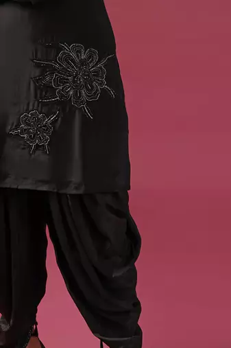 Pink high low layered kurta set