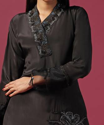 Pink high low layered kurta set 3