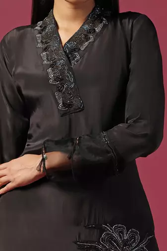 Pink high low layered kurta set