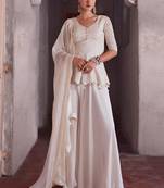 Off white georgette thread sharara suit