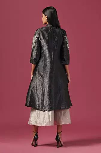 Gold georgette embroidery  sequin dress with cape