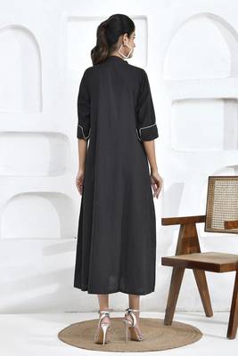 Bold black floral embroidered shirt dress 3