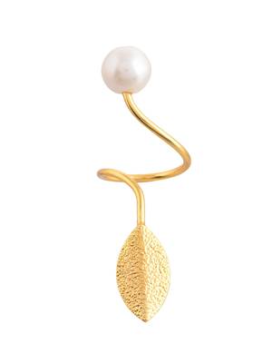 White pearl & gold plated adjestable ring 3
