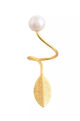 White pearl & gold plated adjestable ring